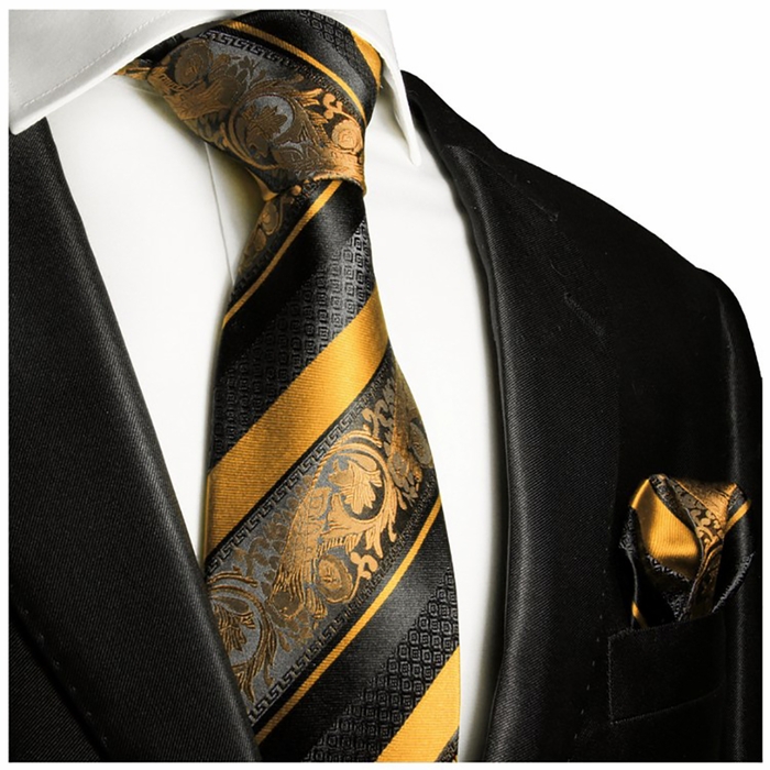 gold and black silk tie set paul malone red line 4